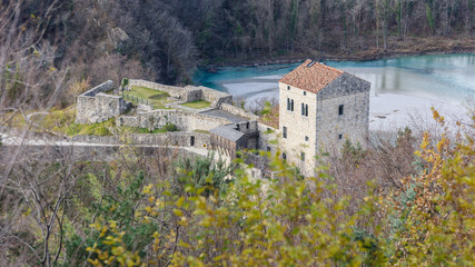Fototapeta na wymiar Castle and church of San Pietro di Ragogna