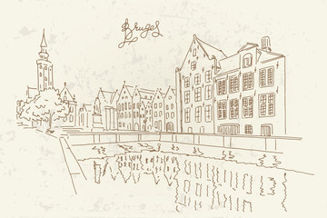 Fototapeta premium Traditional medieval architecture in the old town of Bruges (Brugge), Belgium