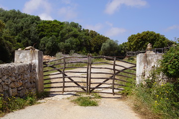 Pairies fleuries et murets en pierre à Minorque, île paradisiaque des Baléares, Espagne