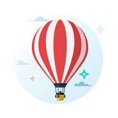 Hot air balloon. Flat cartoon design.