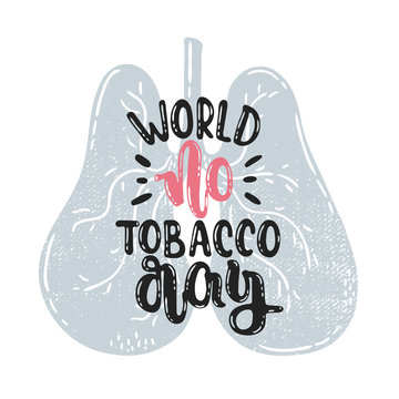 Vector hand drawn illustration. Lungs body. World no tobacco day. Idea for poster, postcard, design.