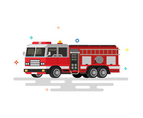 Fototapeta na wymiar Vector illustration of flat fire engine.