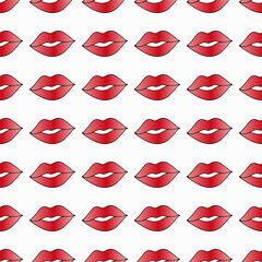 vector seamless pattern with bright juicy red lips