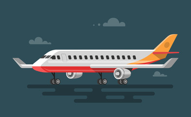 Obraz na płótnie Canvas Vector illustration of flat aircraft.