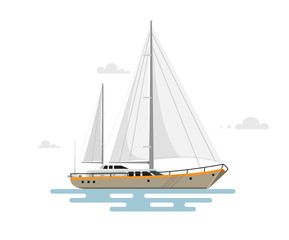 Vector illustration of flat yacht.