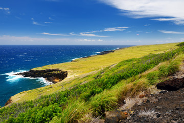Fototapeta na wymiar Beautiful landscape of South Maui. The backside of Haleakala Crater on the island of Maui, Hawaii