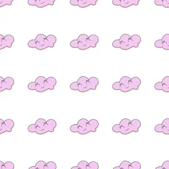 Fotobehang a seamless white pattern with cartoon soapy children's clouds © Sheviakova