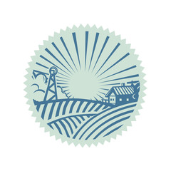 Farm logo. Black and white illustration.