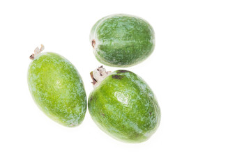 Green feijoa fruit isolated on white background