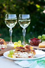 Strudel with cheese and sun-dried tomatoes.
