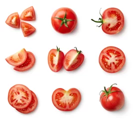 Fotobehang Set van verse hele en gesneden tomaten © baibaz