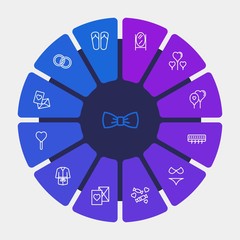 hotel, clothes, valentine Infographic Circle outline Icons Set. Contains such Icons as home,  air, mail, fashion,  beach,  mirror, interior,  house, conditioner and more. Fully Editable. Pixel Perfect