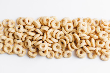Pile of crispy cracknels isolated on white background