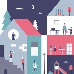 Childhood - flat design style conceptual illustration