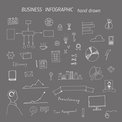 Fototapeta na wymiar Set of hand drawn business concepts icons