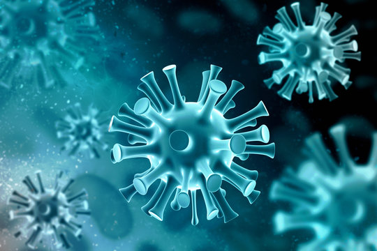 3d rendering Virus bacteria cells background,nipah