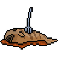 Fototapeta premium vector pixel art fish grill