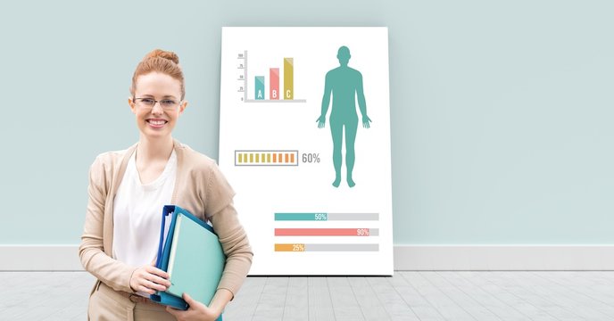 Educational Human Body Chart on card with teacher