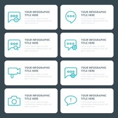 Flat chat and messenger, video, photos infographic timeline template for presentations, advertising, annual reports