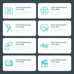 Flat chat and messenger, video, photos infographic timeline template for presentations, advertising, annual reports