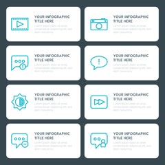 Flat chat and messenger, video, photos infographic timeline template for presentations, advertising, annual reports