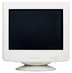 Old CRT computer monitor isolated on white