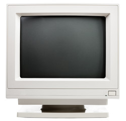 Old CRT computer monitor isolated on white