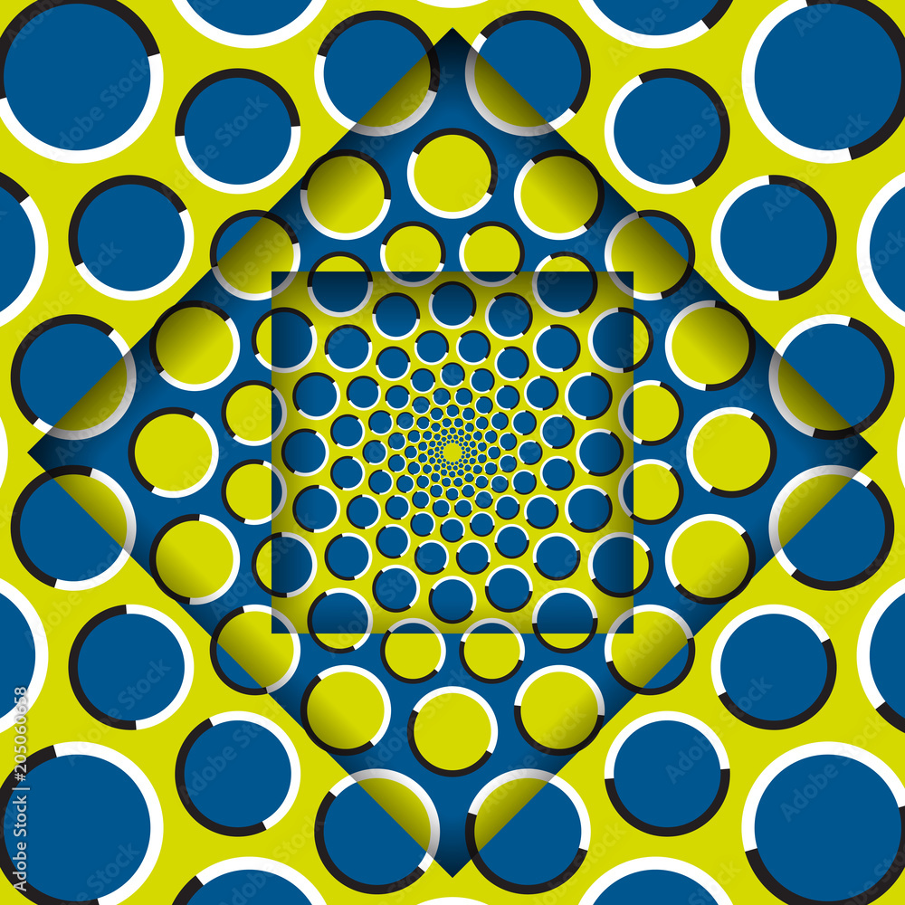 Aufkleber moving layers with a circular pattern. abstract optical illusion background.