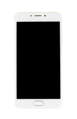 White smartphone with blank screen