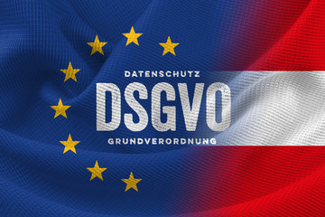 DSGVO Datenschutz-Grundverordnung EU Österreich Gesetz 2018 Symbol Flagge