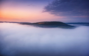 Great view of the sinuous river flowing through mountains. Location place Dnister canyon, Ukraine, Europe.