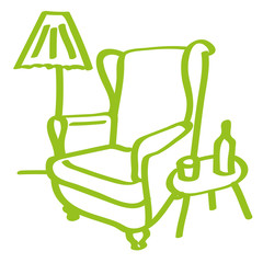 Handgezeichneter Sessel in hellgrün