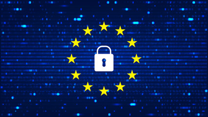 GDPR - General Data Protection Regulation background. Data backdrop with blur effect. Vector Illustration with concept of security technology. Coding concept with binary computer code. © Yaran