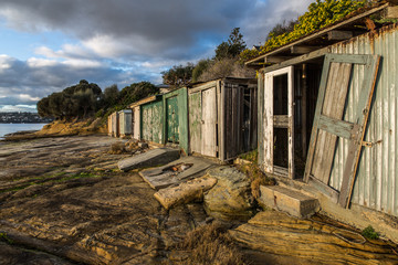 Old boat sheds at Dodges Ferry, Tasmania