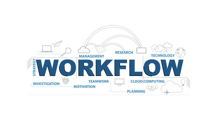 workflow text infographic design graphic concept - obrazy, fototapety, plakaty