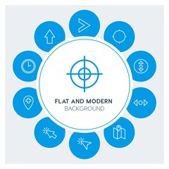 location, arrows, cursors Infographic Circle outline Icons Set. Contains such Icons as  business,  website,  elements,  background,  pattern,  banner,  slider and more. Fully Editable. Pixel Perfect