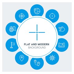 location, arrows, cursors Infographic Circle outline Icons Set. Contains such Icons as  business,  website,  elements,  background,  pattern,  banner,  slider and more. Fully Editable. Pixel Perfect