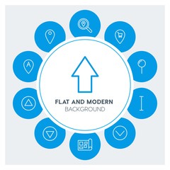 location, arrows, cursors Infographic Circle outline Icons Set. Contains such Icons as  business,  website,  elements,  background,  pattern,  banner,  slider and more. Fully Editable. Pixel Perfect