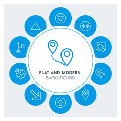 location, arrows, cursors Infographic Circle outline Icons Set. Contains such Icons as  business,  website,  elements,  background,  pattern,  banner,  slider and more. Fully Editable. Pixel Perfect