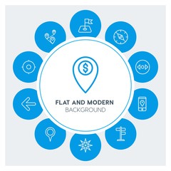 location, arrows, cursors Infographic Circle outline Icons Set. Contains such Icons as  business,  website,  elements,  background,  pattern,  banner,  slider and more. Fully Editable. Pixel Perfect