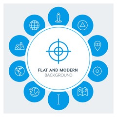 location, arrows, cursors Infographic Circle outline Icons Set. Contains such Icons as  business,  website,  elements,  background,  pattern,  banner,  slider and more. Fully Editable. Pixel Perfect
