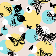 Color butterflies seamless pattern