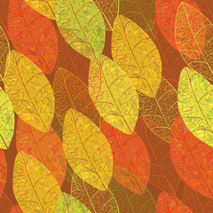 Autumn skeleton leaves. Vector seamless background