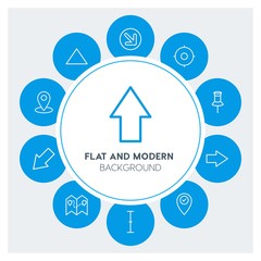location, arrows, cursors Infographic Circle outline Icons Set. Contains such Icons as  business,  website,  elements,  background,  pattern,  banner,  slider and more. Fully Editable. Pixel Perfect