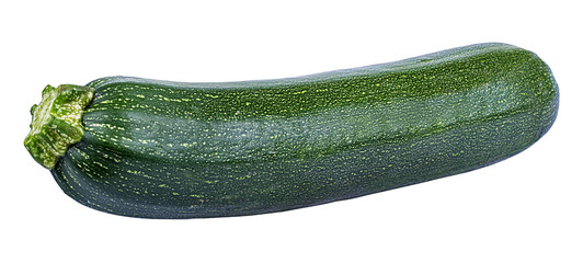 Fresh green zucchin with leaf and flower isolated on white background with clipping path