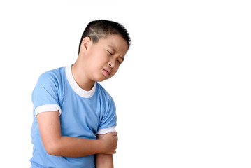 Obraz premium Young asian boy has pain at arm