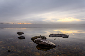 The Wolastoq River on a foggy day