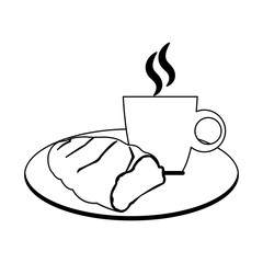 Bread and coffee breakfast vector illustration graphic design