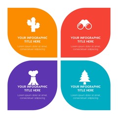 Flat science, sports, nature infographic timeline template with floral shape for presentations, advertising, annual reports