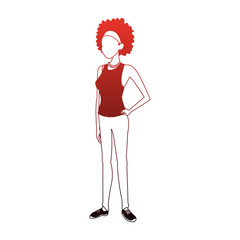 Young woman faceless cartoon with casual clothes vector illustration graphic design